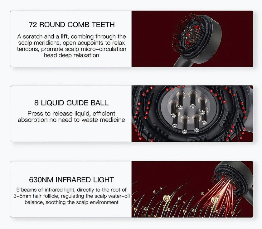 Welhome™ Red Light Brush for Hair Growth and Massage